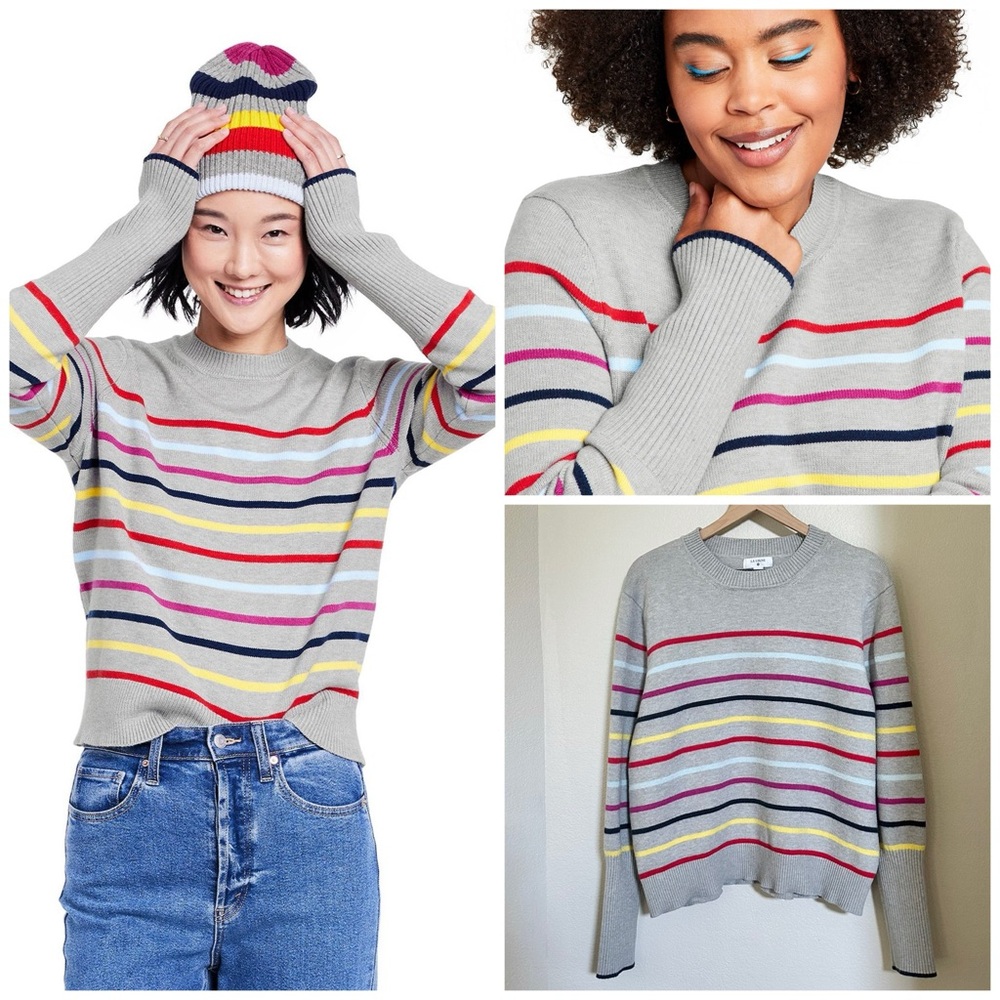 LA LIGNE x TARGET 2X 1X Cashmere Blend Striped Crewneck Sweater Designer Collab